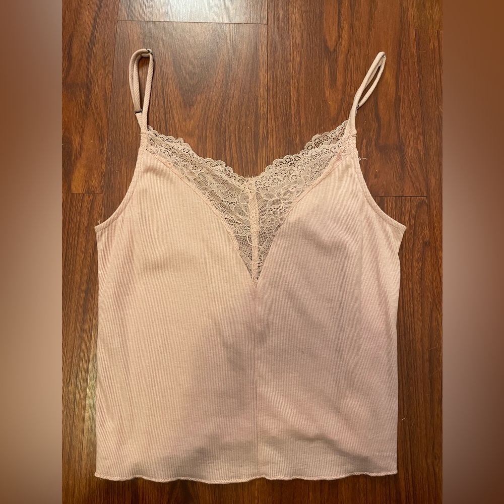 Baby pink lace V-neck tank